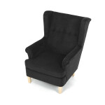 Křeslo ušák, černá látka, AK-388 BK2