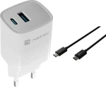 Natec Ribera NUC-2140 černá / Nabíječka / 1x USB-A + 1x USB-C / 3 A / kabel USB-C - USB-C 2 m (M-9120717)