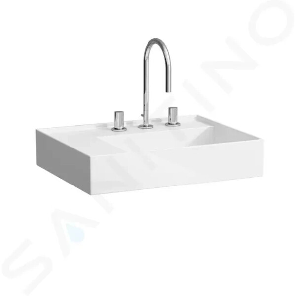 Laufen - Kartell Umyvadlo 600x460 mm, se 3 otvory pro baterii, SaphirKeramik, s LCC, bílá H8103354001581