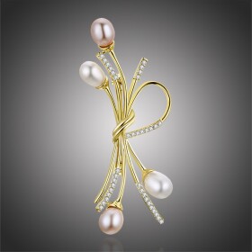 Exkluzivní perlová brož Rebecca, Zlatá
