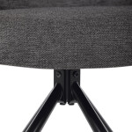 Židle jídelní, šedá látka a tmavě šedá látka v dekoru vintage kůže, černý kov, otočná P90°+ L90° s vratným mechanismem -