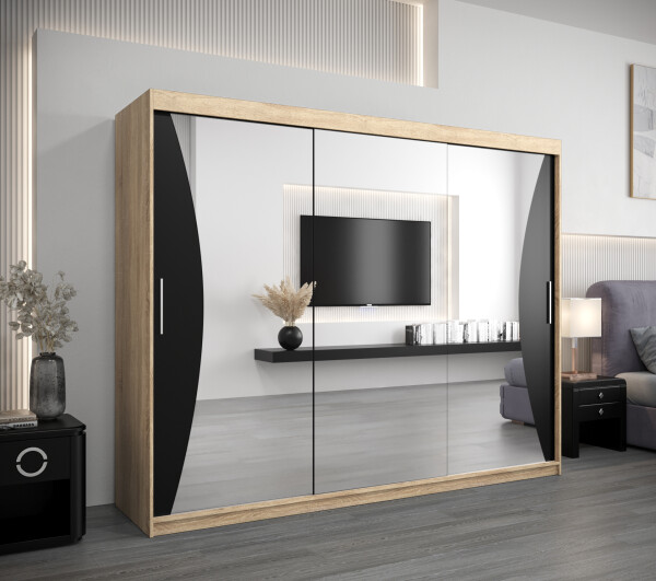 Šatní skříň Abi Mo Dveře: Dub sonoma, Rozměr: 250 cm, Korpus: Černá