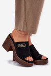 Dámské pantofle / sandály na platforma podpatku 17400 Černá s hnědou - Vinceza černá s hnědou 37