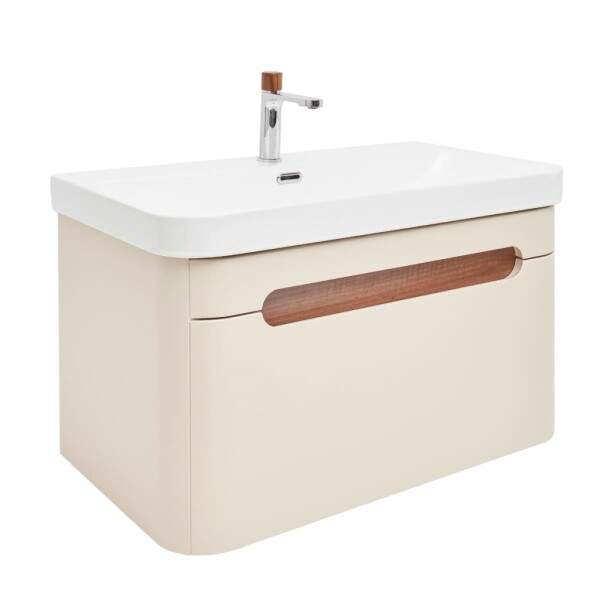 Koupelnová skříňka s umyvadlem a baterií SAT Fusion 77,5x43x45 cm pískově béžová mat SATFUSION80BEUBA SATFUSION80BEUBA