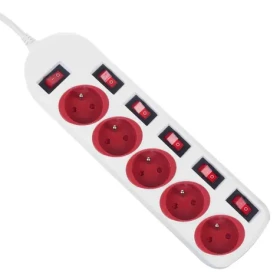 Maclean MCE204 bílá / Prodlužovací kabel / 5x zásuvka typ F / vypínač / 250V/10A / 1,5 m (MCE204 R/W)