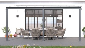 Hliníková pergola LanitPlast Wall 43 FSX antracit + čirý PC