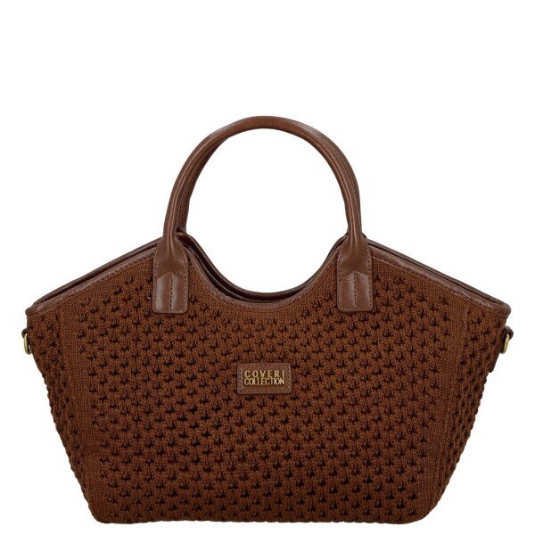 Stylová dámská háčkovaná kabelka do ruky Coveri Maggie, tmavě hnědá