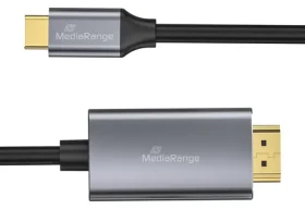 MediaRange USB-C - HDMI černá, stříbrná / Kabel / 4K 30Hz / 1,8 m / USB 3.2 Gen 1 (MRCS217)