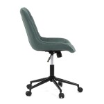 Židle kancelářská, zelená látka v dekoru broušené kůže, černý kovový kříž