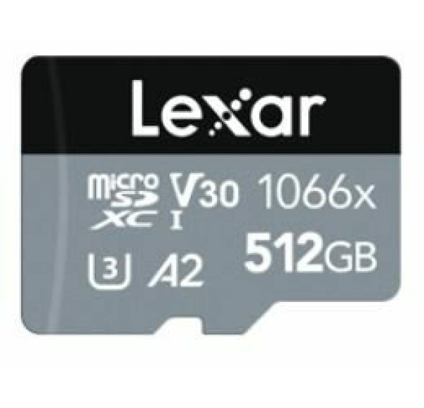 Lexar Professional 1066x Silver microSDXC 512GB + adaptér / čtení: 160MBs / Zápis: 120MBs / UHS-I U3 / A2 / Class 10 (LMS1066512G-BNANG)