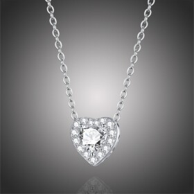 Stříbrný náhrdelník se zirkony Cristiana - stříbro 925/1000, srdce, Stříbrná 45 cm