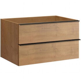 CERANO - Koupelnová skříňka pod umyvadlo s úchytkou Velora - dub medový, černá úchytka - 79x53x46,5 CER-665125