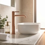REA - Umyvadlová vysoká baterie Rivo Brush Copper REA-B9323