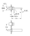GROHE - Eurocube Umyvadlová baterie pod omítku, 2-otvorová instalace, kartáčovaný Hard Graphite 19895AL0