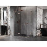 MEXEN/S - Lunar L Duo sprchový kout dveře křídlové 90 x 85, transparent, měď kartáčovaná 834L-090L-085P-65-00