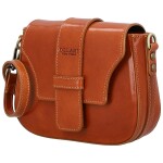 Luxusní dámská kožená crossbody kabelka Delami Vera Pelle Aviva, koňaková