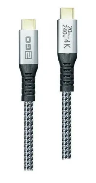 2GO stříbrná / Datový kabel / USB-C na USB-C / 240 W / 2 m / USB 3.2 Gen 2x2 / Thunderbolt 3 (797515)