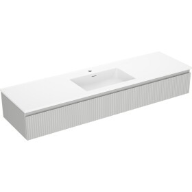 MEXEN/S - Rivel koupelnová skříňka 160 cm s umyvadlem Otis, 1 šuplík, reliéf , šedá mat/bílá mat 91A20-16023-1-BF62-W18M01