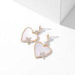 Náušnice s motivem srdce Suzanne - zirkony, perleť, Zlatá