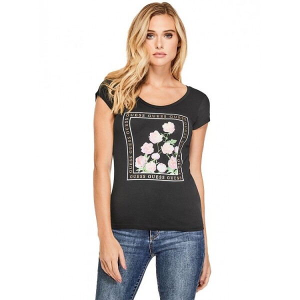 GUESS tričko Lily Floral Graphic Tee černé XS Černá