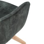 Židle jídelní, otočný mechanismus 360°, taštičkové pružiny v sedáku, tmavě zelená látka, noha masiv dub