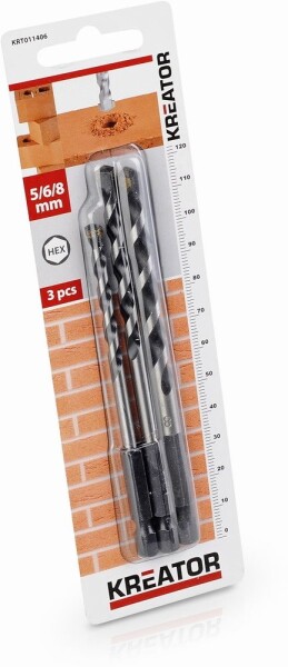 PowerPlus KRT011406 - 3 ks HEX Vrtáků do kamene a zdiva 5-6-8 mm