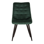 Jídelní židle, potah v zeleném sametu, kovové podnoží v černé práškové barvě