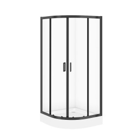 CERSANIT - Sada C708: kout ARTECO černý čtvrtkruh 90x90x190 + vanička TAKO 90x16 VIR S913-026