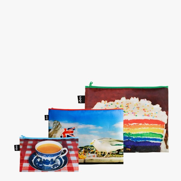 Taštičky na zip 3 ks LOQI MARTIN PARR Seagulls, Real Food and England