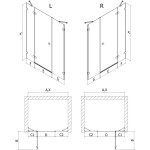 MEXEN/S - Lunar sprchové dveře křídlové levé 160, transparent, černá 834S-160-050-70-00-L