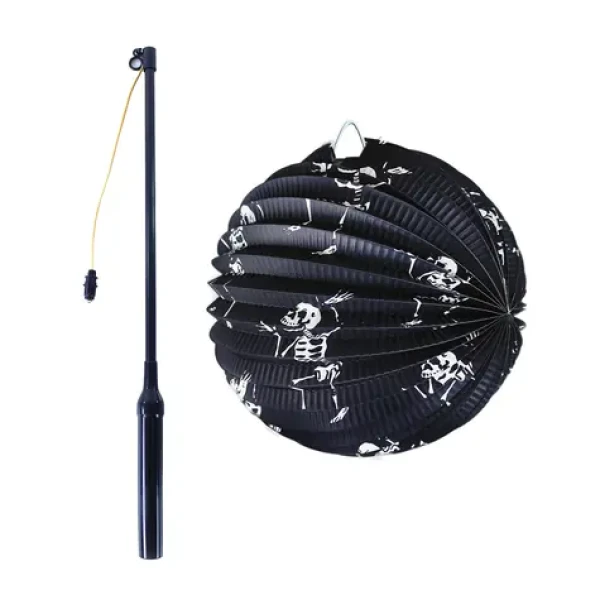 Rappa Lampión Halloween kostra 25 cm se svítící hůlkou 50 cm