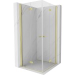 MEXEN/S - Mist-F Duo sprchový kout skládací dveře 75 x 75, transparent, zlato kartáčovaná 8A6-075L-075P-55-00