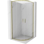 MEXEN - Exo čtvrtkruhový posuvný sprchový kout 80 x 80, transparent, zlato 8132-080-080-50-00