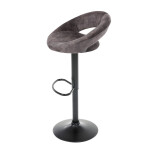 Židle barová, hnědá sametová látka, černá podnož