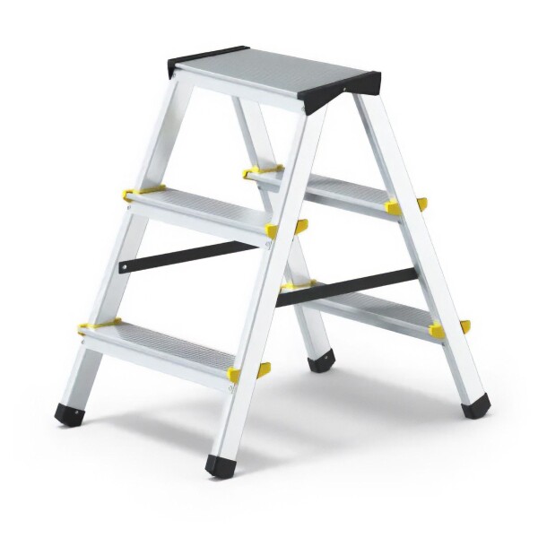 Schůdky oboustranné hliníkové 2×3 příčky, nosnost 150kg, PROFI, J.A.D TOOLS