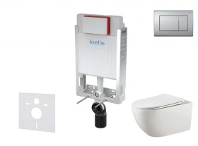 Kielle - Genesis Set předstěnové instalace, klozetu Gaia, sedátka softclose a tlačítka Gemini III, matný chrom 30505SZ49