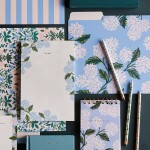 Rifle Paper Co. Poznámkový blok Hydrangea Large, modrá barva, krémová barva, papír