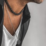 Pánský náhrdelník Fernando Gold - 8 mm lávový kámen, Černá 70 cm