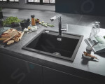 GROHE - Dřezy Kompozitní dřez K700 s automatickým odtokem, 560x510 mm, granitová černá 31651AP0