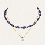 Dvojitý náhrdelník s lapis lazuli a zirkony Aurelia, 45 cm Modrá