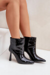 Lakované Kotníkové Boty Na Špičce Nazouvací Černé Seliri 40