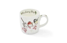 Vánoční porcelánový hrnek Wrendale Designs &quot; - One Snowy Day&quot; Ptáčci 310 ml