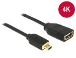 Delock černá / Adaptér micro HDMI - HDMI / High Speed s Ethernetem / 4K 60 Hz / 20 cm (65687)