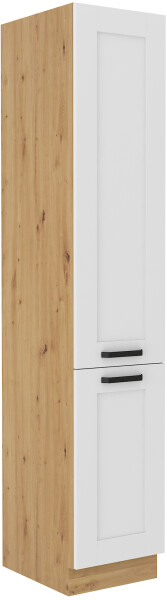 Vysoká potravinová skříňka Luna 40 DK-210 2F Barva korpusu: Dub artisan, Barva dvířek: Bílá
