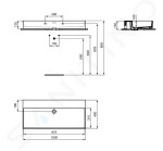 IDEAL STANDARD - Extra Umyvadlo na desku 1000x450 mm, s přepadem, bez otvoru pro baterii, bílá T390801