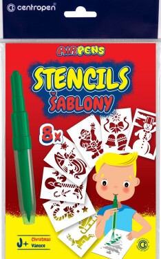 Šablony k foukacím fixům, set J+ Vánoce, 9 ks