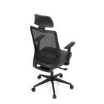 Židle kancelářská, černá MESH síťovina, černá látka, plastový kříž, synchronní mechanismus, kolečka pro tvrdé povrchy