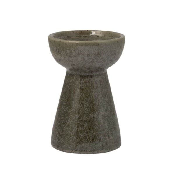 Storefactory Keramický svícen Högalid Green 14 cm, zelená barva, keramika