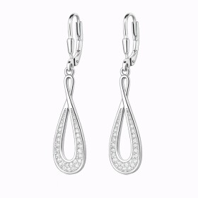 Stříbrné visací náušnice se zirkony Léna - stříbro 925/1000, Stříbrná