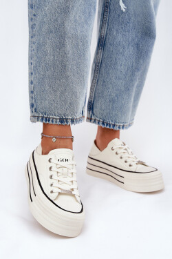 Dámské Kožené Tenisky Na Platformě GOE RR2N4106 Bílé 38